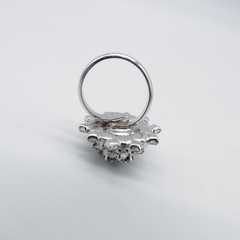 VTG Tammey Jewels Clear Rhinestone Princess Ring Sz 5.25 Adjustable Silver Tone