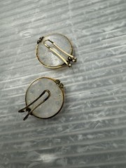 vintage HILLCRAFT CASTLECRAFT 1950s Slide-On EARRINGS .75” AURORA BOREALIS