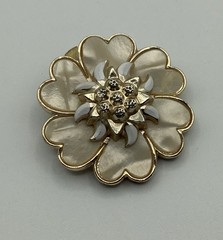 Vintage W Germany MOP Floral Scarf Dress Clip Brooch 1.5 in. West Germany Heart