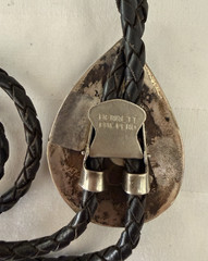 Vtg Southwestern Sterling Silver Turquoise Nugget Bolo Tie by Bennett Pat Pend