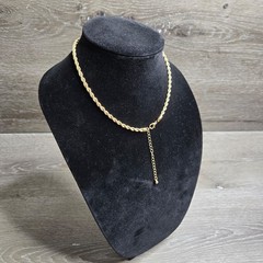 Gold Tone Rope Chain 15in Necklace Vintage Style Twisted Link – Unisex 3mm 15 in