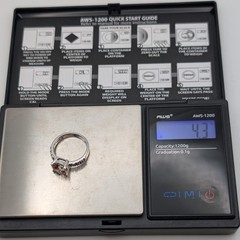 Vintage 925 Sterling Silver Champagne CZ Solitaire Engagement Ring Size 6.5