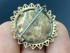 Antique Gold Filled Mourning Soldier Officer Photo Pin Brooch Marked c.1920’s