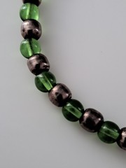 Vintage Mexico 925 Sterling Necklace Green Stone Pendant Glass Beads 16″ Toggle
