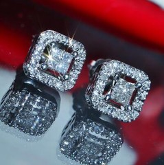 10k w/gold earrings 0.25ct natural diamond invisible set screwback 1.60gr N3650