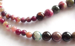 184.50ct 100% NATURAL FANCY ROUND TOURMALINE,EMERALD 925 SILVER CLASP NECKLACE.