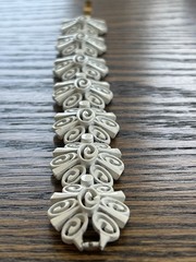 TRIFARI Floral Bracelet Gold Tone White Enamel Modernist Nature Botanical Garden