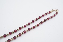Vintage Sterling Silver 925 Garnet Bead Necklace 17″