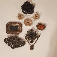 Vintage Brooches and Belt Buckle Set