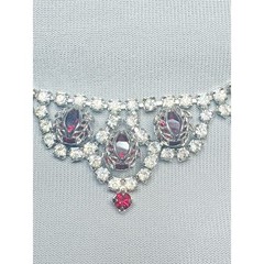 Vintage 1970s–80s Red Glass Rhinestone Formal Wear Necklace & Earring Set