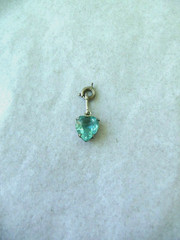 Vintage Aquamarine Blue Stone Heart Shaped Charm Pendant! MARCH BIRTHSTONE!