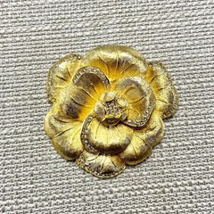 Vintage Christian Dior Flower pin in box Gold Tone Rhinestone 2.25 Inches Wide