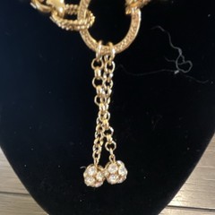 Lady Remington Gold Plated With Rhinestones Statement Piece Necklace 22”