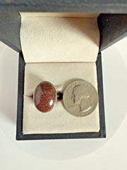 Vintage 925 Sterling Silver Fossil Bone Statement Ring Size 6.5 Oval