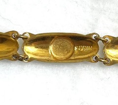 Vintage Damascene Floral Enameled Gold Tone Bracelet 7.25 inches Embossed Spain
