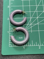 Vintage 1.2” Purple Enameled Hoop Earrings