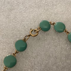 Vintage Double Sided Sage Green Enamel Discs Necklace