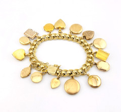 Vintage Gold Filled Locket Charm Bracelet 14 Lockets 1 Fob Hearts Book Enamel