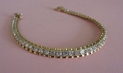 Vintage Beautiful FAS Sterling Silver 925 Gold CZ Tennis Bracelet 7.5″ (L)