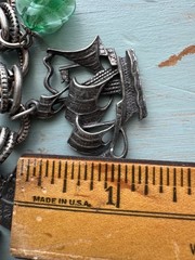 Vintage 1950s Silver Tone Chain Charm Bracelet Patriotic US Navy Liberty Bell