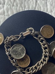 Vintage Coin Charm Bracelet 1940 – 1950’s Nine Coins – Bracelet