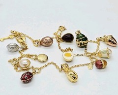 Joan Rivers Faberge Egg Necklace Collection 13 Different Vintage Charms 29 in
