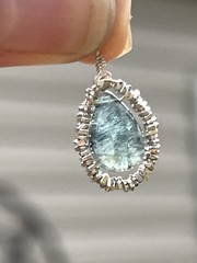 ONE OF A KIND OOAK ARTISAN PRETTY STERLING SILVER LABRADORITE STONE NECKLACE 18”