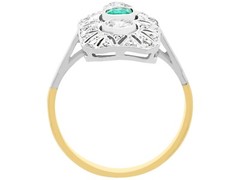 Antique Art Deco Emerald Diamond and Yellow Gold Dress Ring