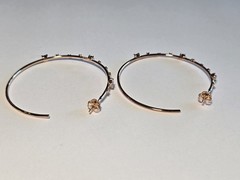 Sterling Silver Rose Gold Vermeil Large Hoop Earrings Marked JCL 925 CZ