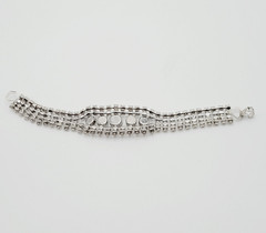 La Rel Rhinestone Clear Sparkling Wide Multi Stone Fancy Dress Vintage Bracelet