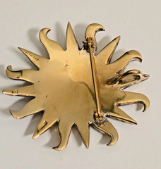 Vintage Vermeil Sterling Silver Brutalist Sun Pendant/Brooch 1.5inches 12g