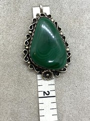 Vintage N.A. DW SIGNED Malachite Sterling Silver Pendant