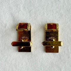 5 Pair SWANK Mid-century Vintage 1950s Cufflinks, Leather, Blue Glass, Love Knot