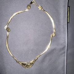Vintage Anne Dick Brutalist Gold Gilt Statement Necklace