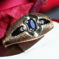 10k yellow gold 0.30ctw natural diamond ring sapphire sz 10 heated 2.63g Romance