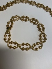 Vintage Avon Gold Link Barbell Necklace & Bracelet Set 16.5” and 7” EUC