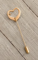 Vintage Gold Tone Heart Stick Pin