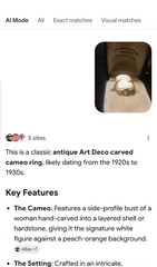 14k Gold Antique Cameo Ring, Shell & Coral, In Original Box, Size 4.75