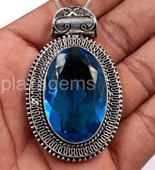 113.35 Ct Natural Blue Topaz Pendant Oval Cut 925 Sterling Silver EGL Gems 5ARM