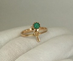 USSR Rare Vintage Original Natural Turquoise Rose Gold Ring 583 14K Kiev 1982