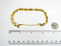 Vintage Designer Panetta Goldtone Metal and Opaline Glass Link Bracelet 7 Inches