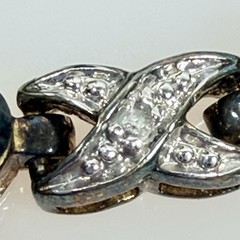 Vintage Sapphire Tennis Bracelet XO Sterling Silver 925 Gold Vermeil 6.5″ PAJ