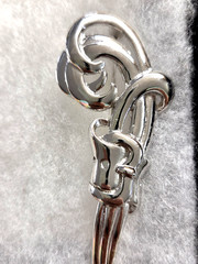 Vtg Danecraft silver tone Belt Buckle Feather style Pin