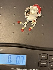 Green Eyed Christmas Cat Brooch Pin Articulated Red Cap Mittens Sparkle Enamel