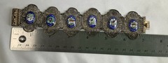 Vintage Chinese Silver Intricate Filigree Enamel Animals Plaques Story Bracelet