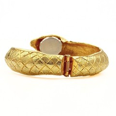 Unic Snake Secret Watch Gold Plated Figural Serpent Bangle Rhinestone Bracelet