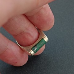Sterling Silver Ring Green Stone Eilat Minimalist Modernist Men’s Pinky Women