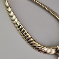 Vintage Omega Bow Necklace Chunky Ribbon Wide 16.5″