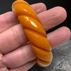 Vintage Deeply Carved Butterscotch Bakelite Rope Bangle Bracelet Tested Art Deco