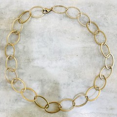 VTG Oval Link Chain Necklace Gold Filled 5mm Choker 12.8gr Chunky Matte 16.5”